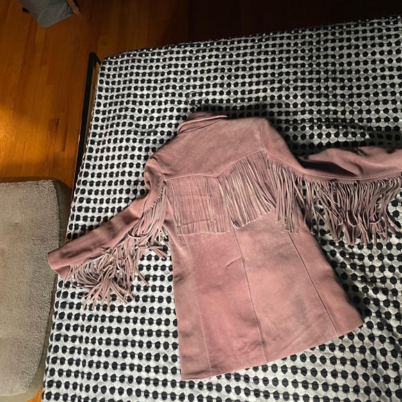 Rose/Pink suede western fringe jacket | Understated for Free People - Picture 4 of 11